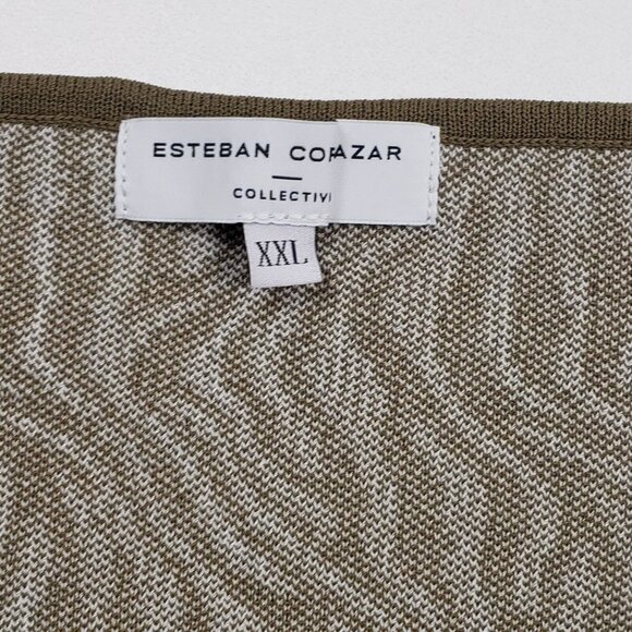 Esteban Cortazar Collective Sweater Women's Size XXL Olive & Cream Zebra Pattern - Picture 2 of 16